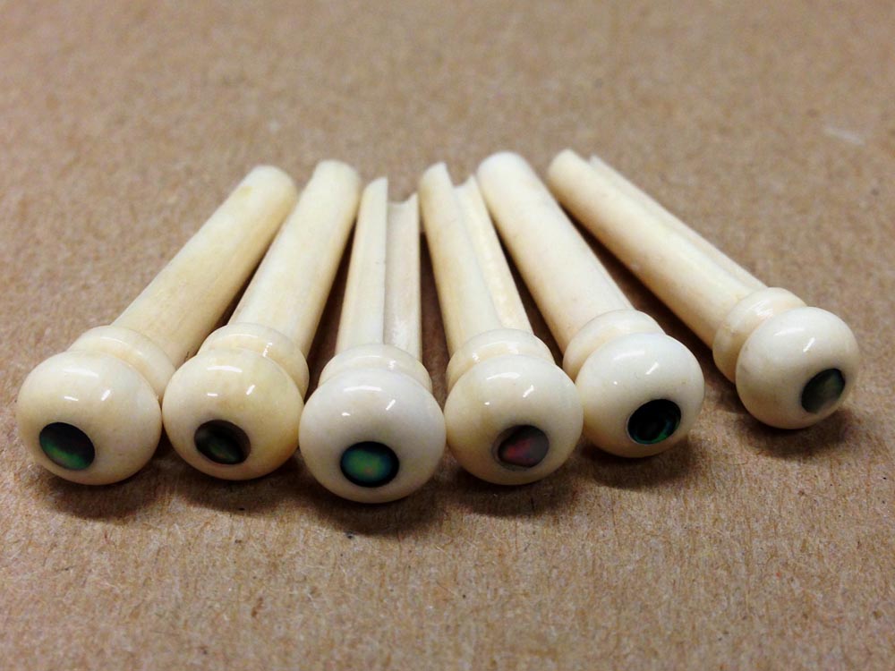 Bridge Pin – Bone w/ Abalone Dot (Set of 6) Product