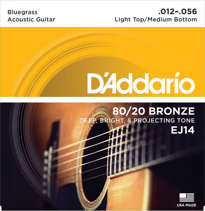 D'Addario Bluegrass - 80/20 Acoustic Guitar Strings - EJ14 Acoustic Guitar Strings - 80/20 Bronze