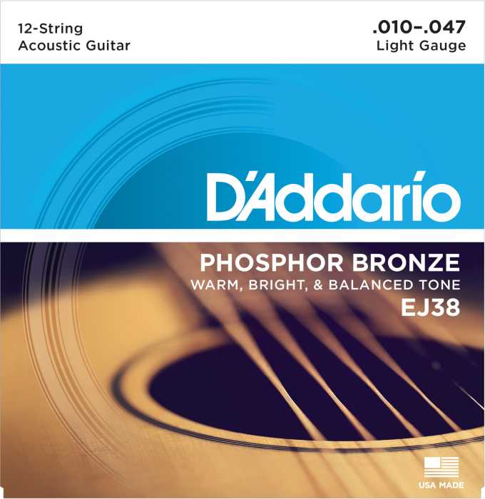 D’Addario 12-String Acoustic – Light – Phosphor Bronze – EJ38 Product