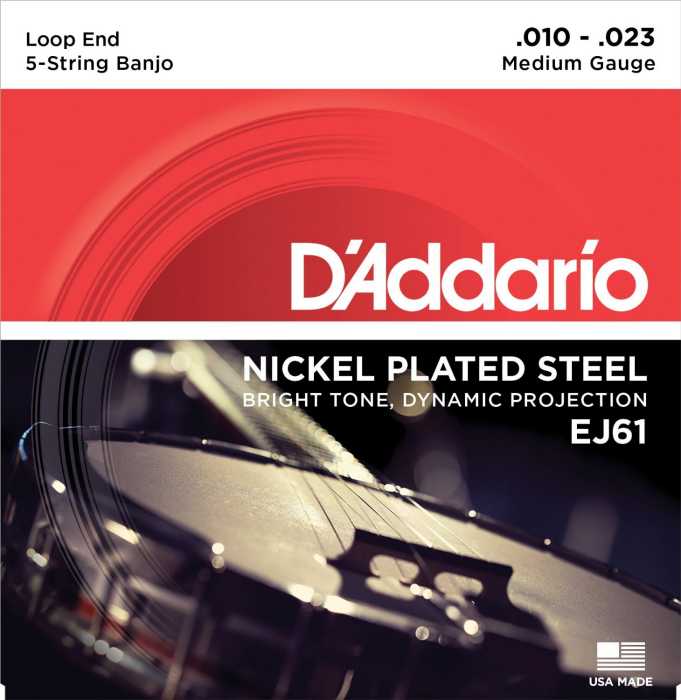 D’Addario Nickel Plated Steel Medium Gauge Banjo Strings -EJ61 Product