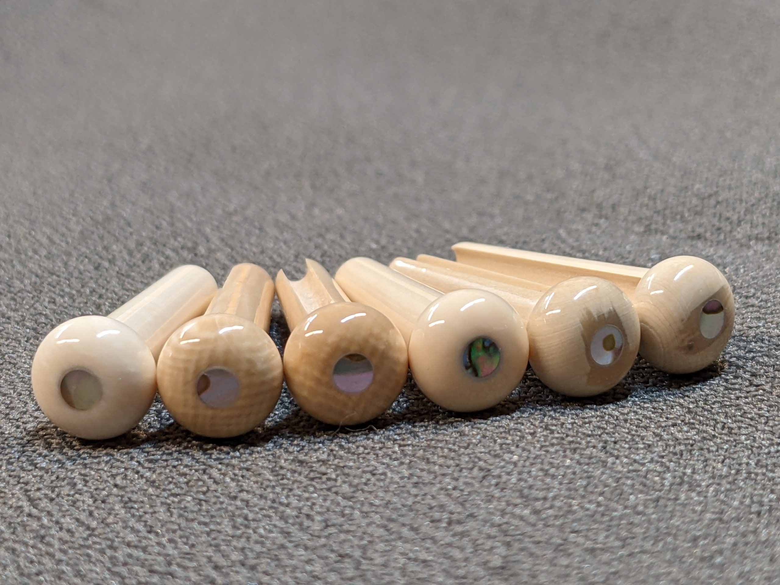 Mammoth Ivory Bridge Pins w/ Abalone Dot (Set of 6) Product